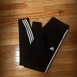 Adidas Black Joggers with White Stripes
